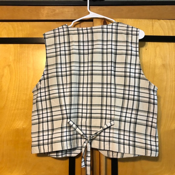 Vintage Cotton Plaid Women’s Sleeveless Crop Top, Size XL - Picture 3 of 3